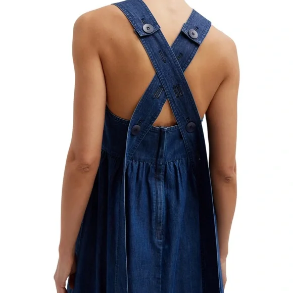 Tibi Light Weight Stone Wash Sculpted Dress Dark Enzyme Wash Size 6 NWT - Picture 9 of 16